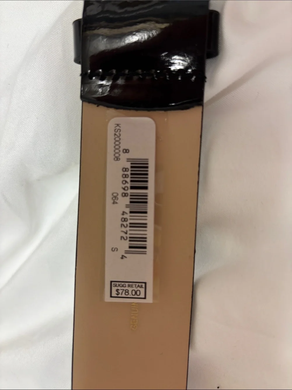 kate spade Black Patent Leather Belt with Gold Buckle and Charm
